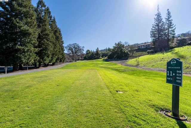 view of property's community featuring a lawn