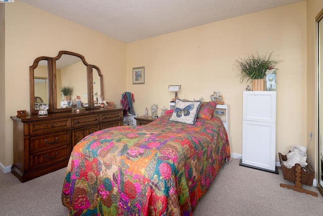 bedroom featuring light colored carpet