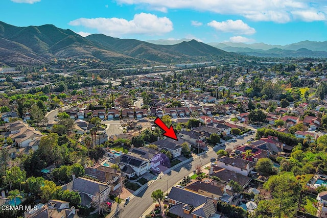 drone / aerial view with a mountain view