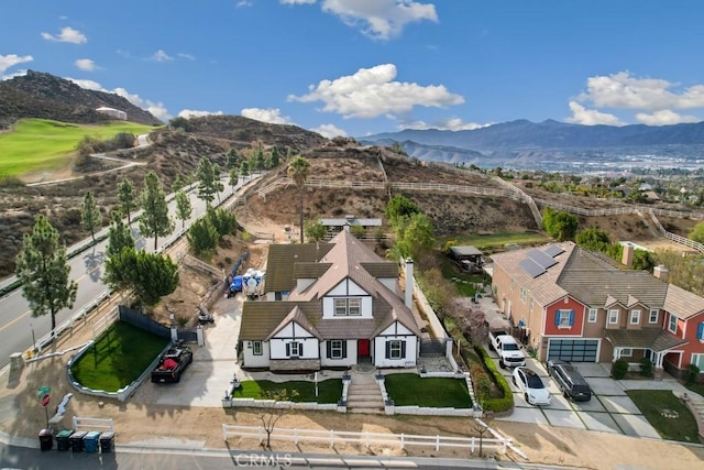 drone / aerial view with a mountain view