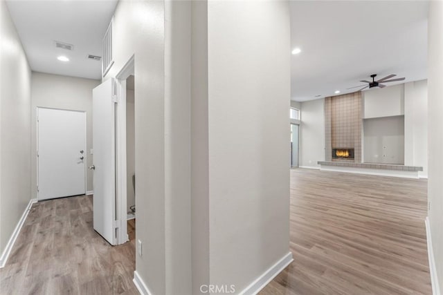 hall featuring light hardwood / wood-style floors