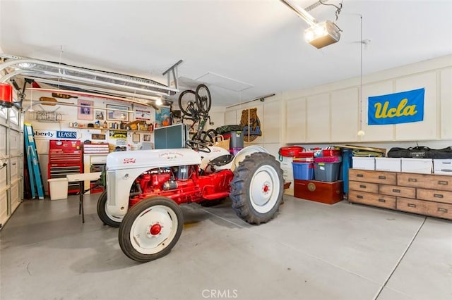 garage with a garage door opener