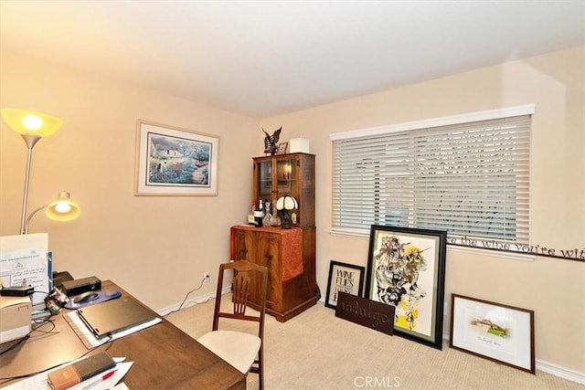 view of carpeted office space