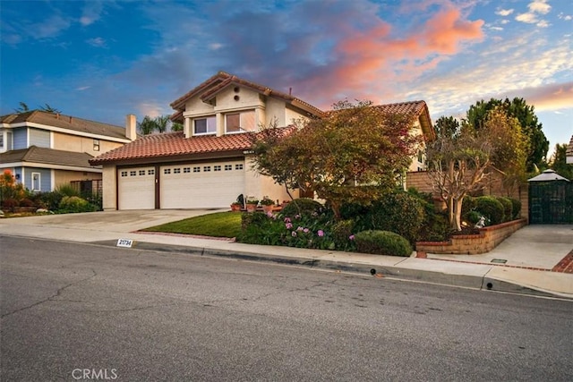 view of front of property with a garage