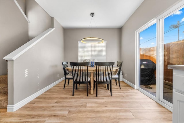 dining room with light hardwood / wood-style floors