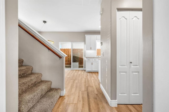 interior space with light hardwood / wood-style floors