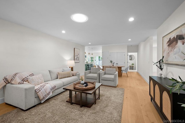 living room featuring light wood-type flooring