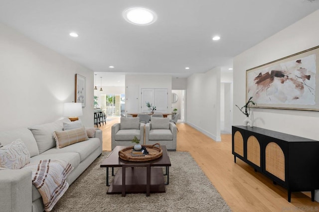 living room featuring light hardwood / wood-style floors