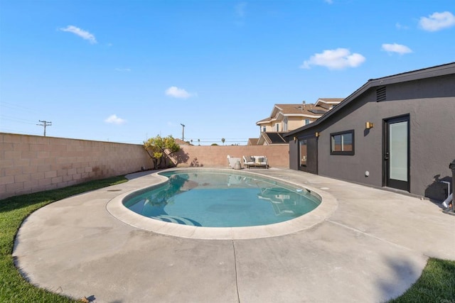 view of swimming pool with a patio