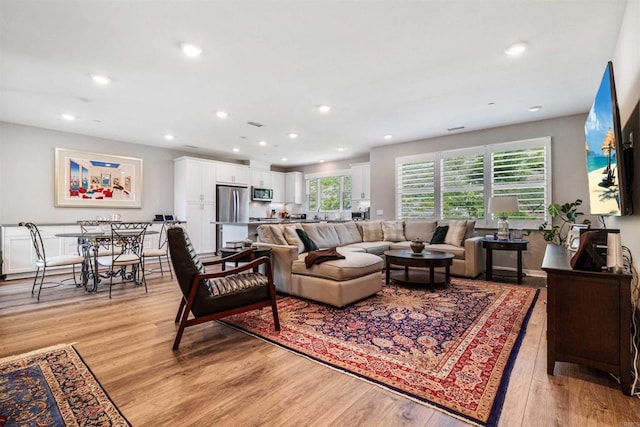 living room with light wood-type flooring