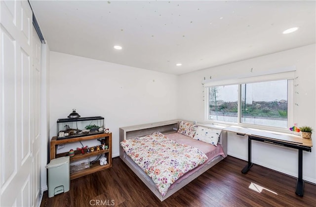 bedroom featuring dark wood-type flooring