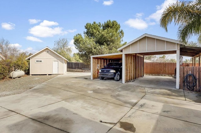 garage with a carport