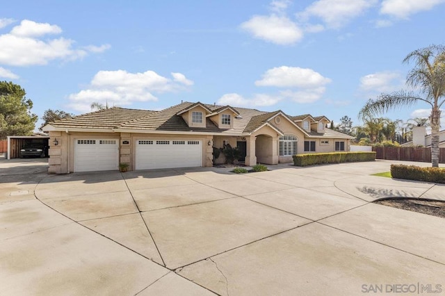 view of front of house with a garage