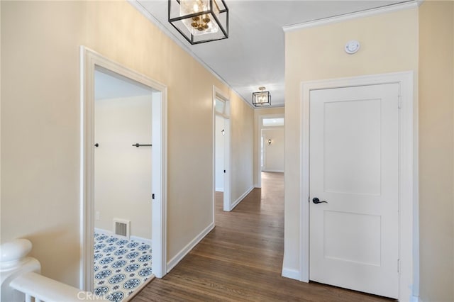 hallway featuring dark wood-type flooring