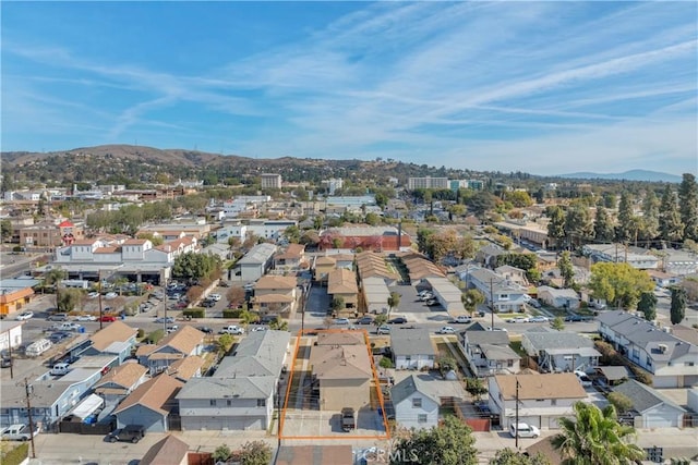 aerial view with a mountain view