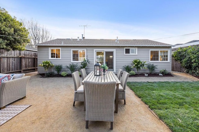 exterior space featuring a yard and a patio