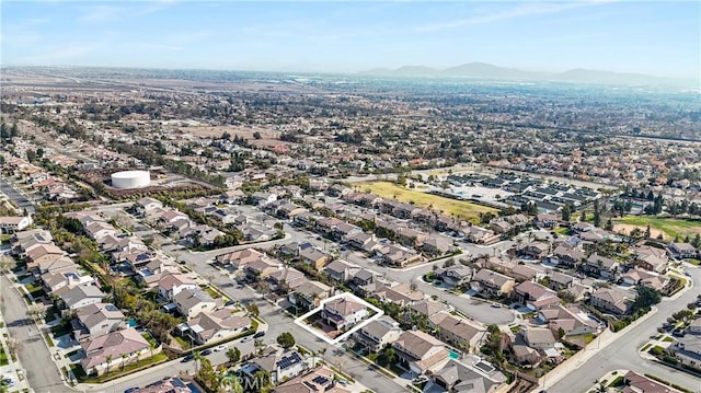 bird's eye view with a mountain view