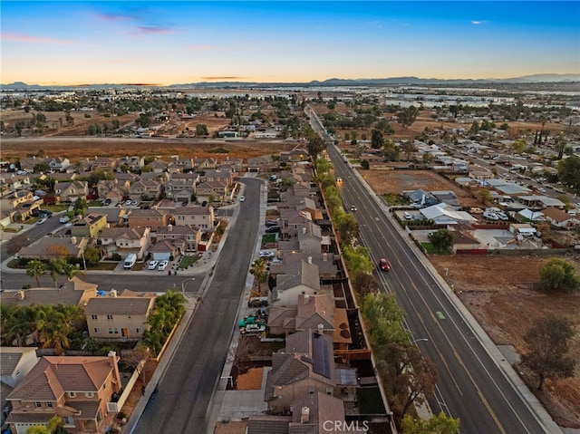 view of aerial view at dusk