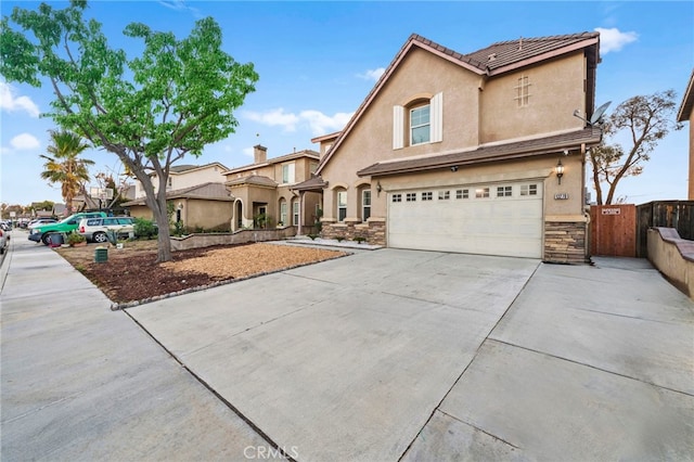 front of property with a garage