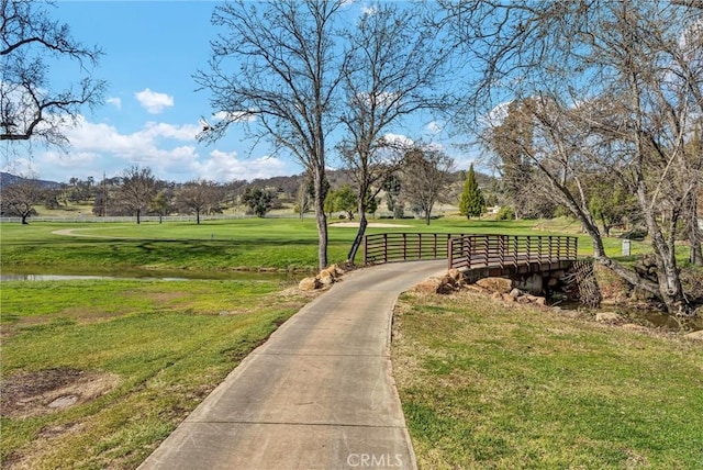 view of property's community featuring a yard