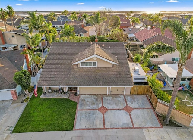 aerial view with a residential view