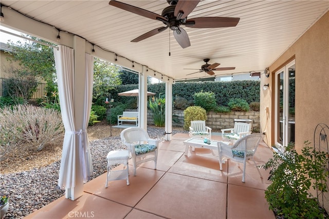 view of patio / terrace with ceiling fan