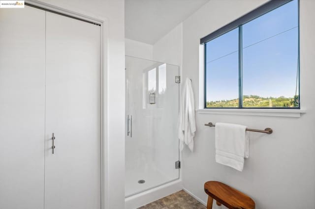 bathroom featuring walk in shower