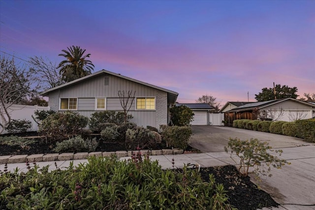 view of front of property with a garage