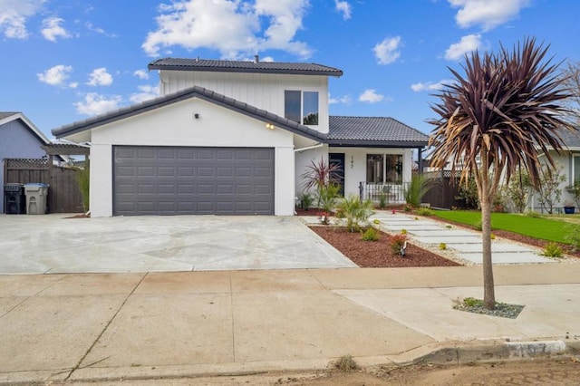 view of front of property with a garage