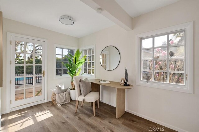 home office featuring hardwood / wood-style floors