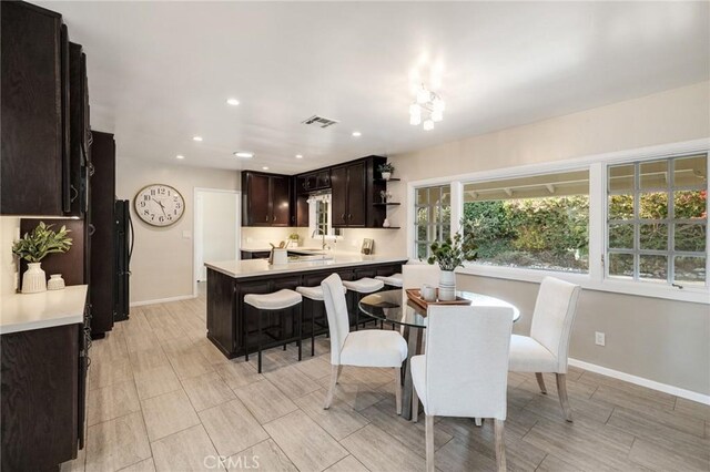 dining space with sink