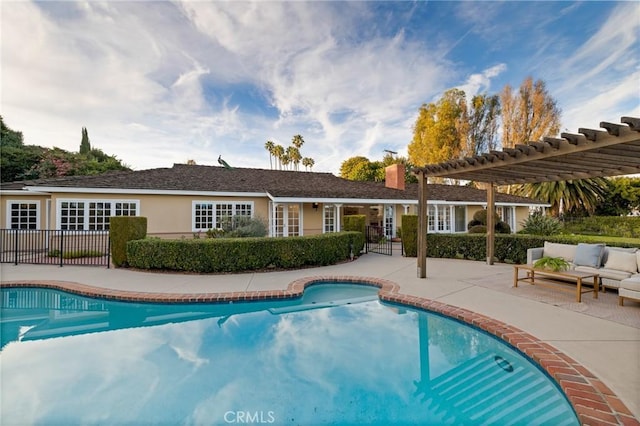 view of pool featuring a pergola and a patio area