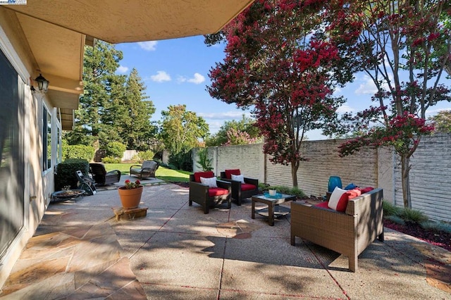 view of patio / terrace featuring an outdoor hangout area