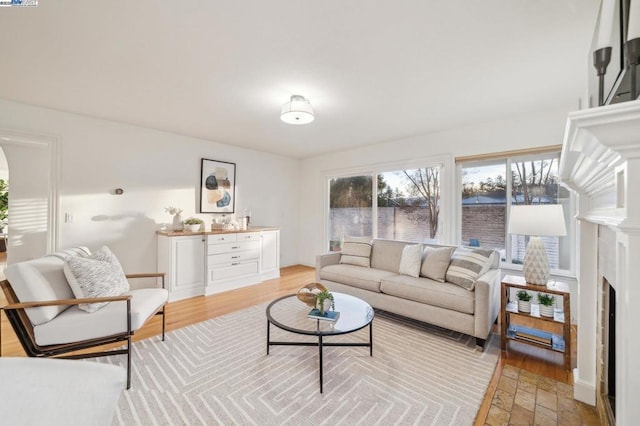 living room featuring light hardwood / wood-style flooring