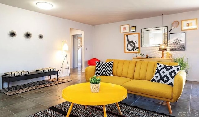 view of tiled living room