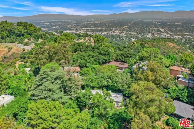 aerial view with a mountain view