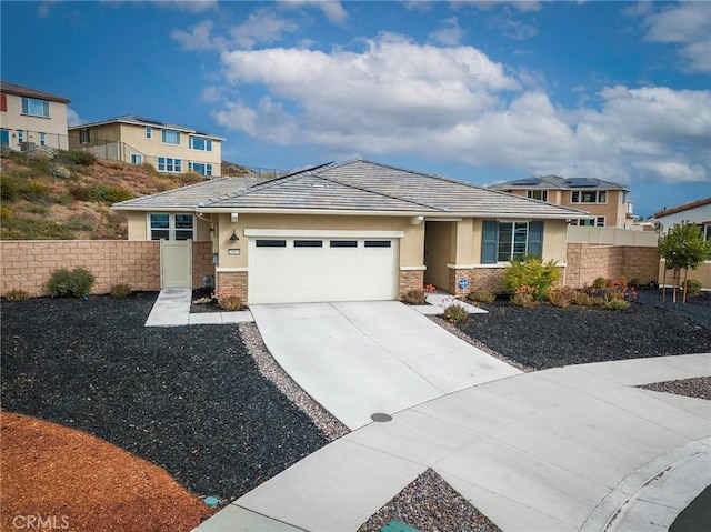 prairie-style home with a garage