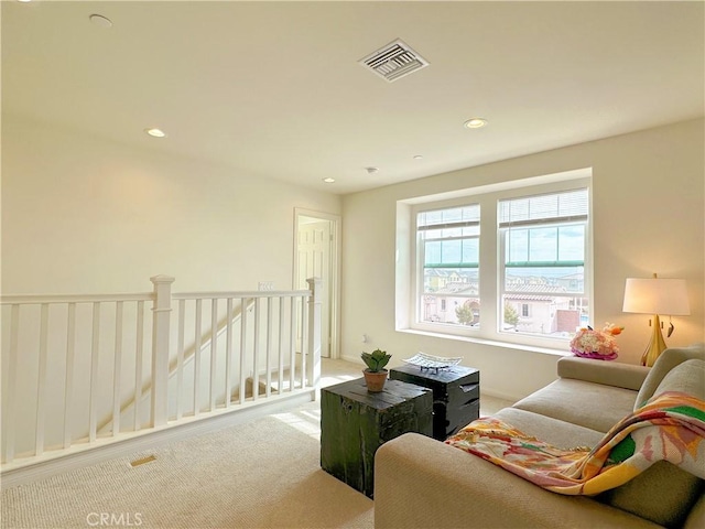 living room with carpet flooring