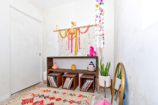 interior space with concrete floors