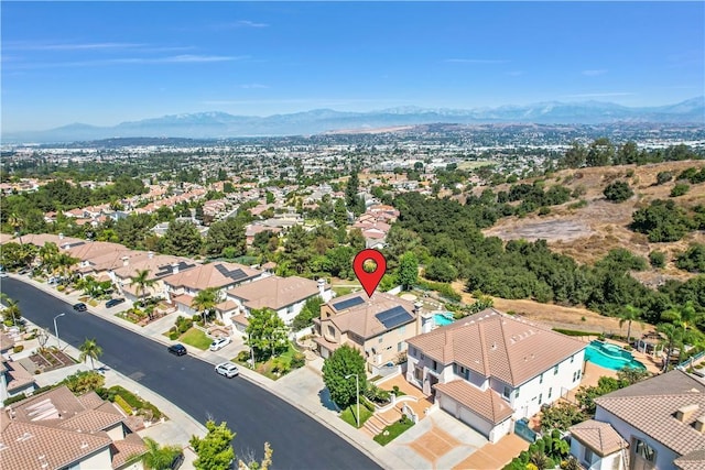 drone / aerial view with a mountain view