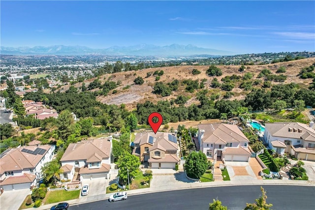 aerial view featuring a mountain view