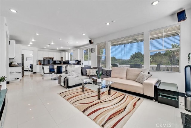 view of tiled living room