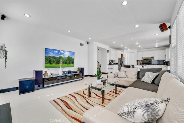 view of tiled living room