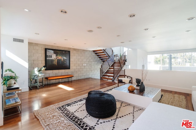 living room with hardwood / wood-style floors