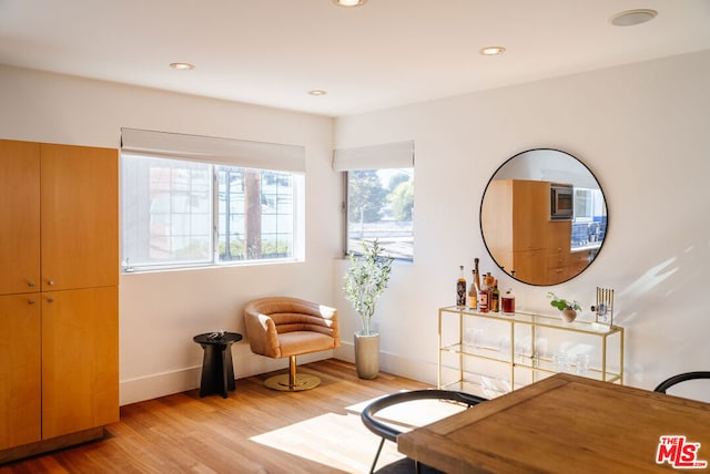 sitting room featuring light wood-type flooring