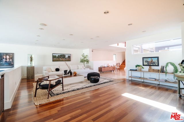 living room with wood-type flooring