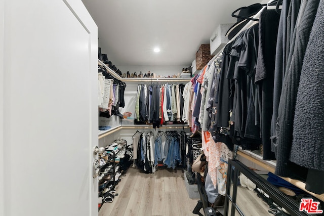 walk in closet featuring light wood-type flooring