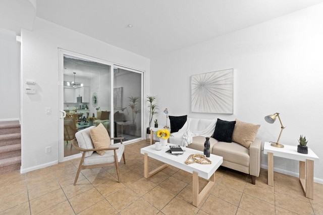 view of tiled living room