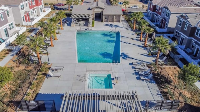 view of swimming pool with a patio area