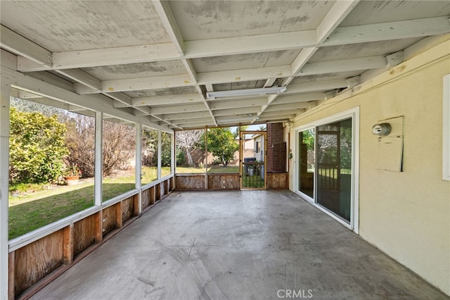 view of unfurnished sunroom